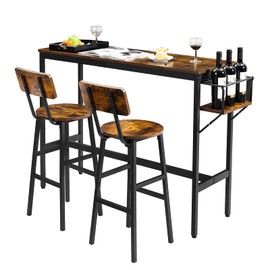 Tatub BarTable Dining Sets, 4 Stools, Brown