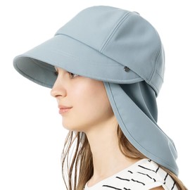 Loo&c Women's Hat, Large Size, Wide Brim, Eleanor Casket, Neck Guard, Cool to Contact, 100% Light Shield, UV Protection, Spring and Summer, Adjustable Size, Includes Chin Strap, 2-Way Cap, blue