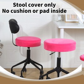SINOSSO Bar Stool Cover, Super Soft Velvet Dia.11-13" Round Stretchy Washable Dustproof Slipcover for Upholstered Furniture (S, Hot Pink,1 Count)