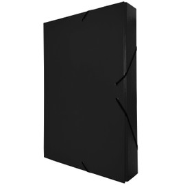 Raylu Paper Project Folder Matt A4 with 5 cm Spine Width, Sturdy Cardboard Folder and Closure with Elastic Bands for School Projects or Office, File Folder Size 34 x 24 cm (Black)