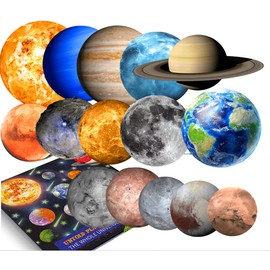 195+PCS Glow in The Dark Planets for Ceiling Decorations, Star Stickers Sun, Moon Pluto Wall Stickers for Kids, Boys Room Decor, Wall Decals Christmas Gift