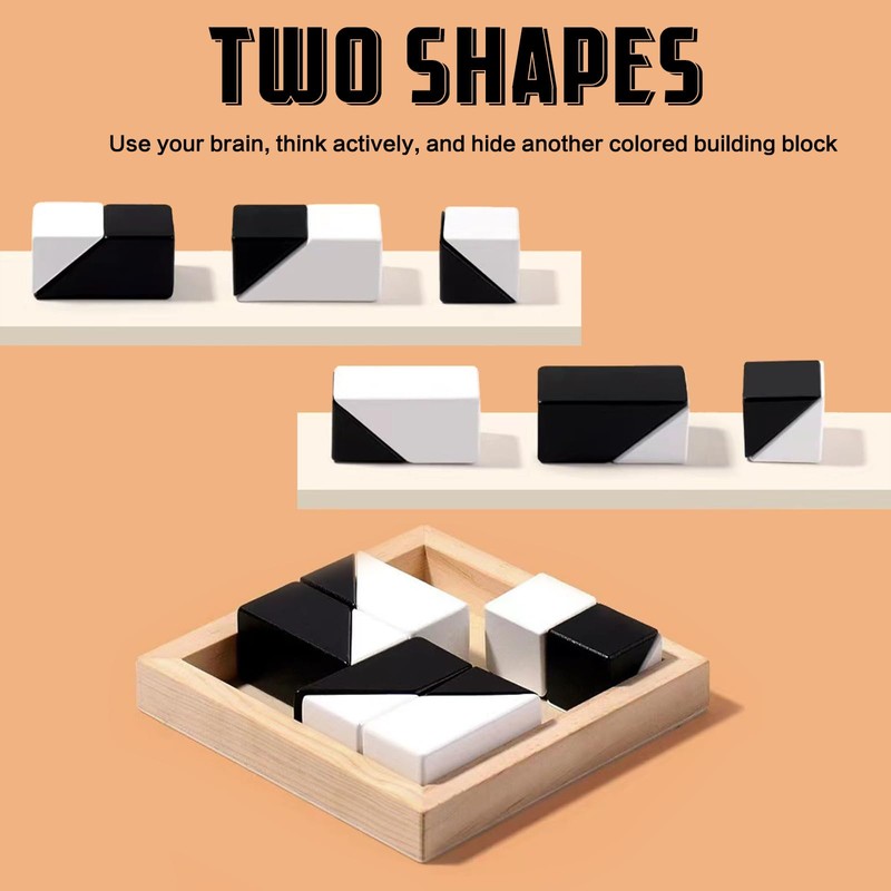 Block Puzzle, Plastic Cube Puzzle with Storage Tray Hidden Geometric
