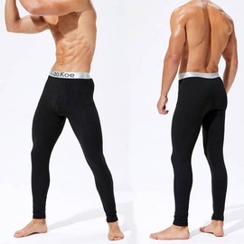 Men's Winter Fleece-Lined Sports Tights Base Layer Leggings Black