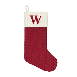 St. Nicholas Square 21 Inch Cable Knit Monogram Christmas Stocking Embroidered with Letter (W)