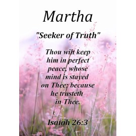 Martha "Seeker of Truth" Keepsake Name Meaning Card with Bible Verse