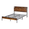 Full Size Bed Frame with Headboard and Storage Shelf, Metal