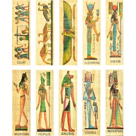 NileCart Pack of 10 Egyptian Papyrus Bookmarks Made in Egypt with Ancient Egyptian Gods,Egyptian Kings and Queens.