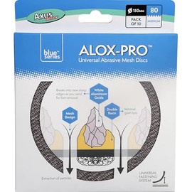 Axus Decor 80 Grit Alox-Pro Universal Abrasive Mesh Sander Discs, Hook & Loop Round Orbital Pads, Ideal for Wood, Walls, Metal, Plastic, Pack of 10, 150 mm