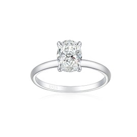 Elspeth 925 Sterling Silver Oval Engagement Rings 1.5CT Oval Cut Solitaire Cubic Zirconia Wedding Promise Rings for Women Size 8