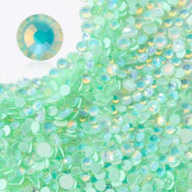 Meibite F Light Green Flatback Rhinestones, Glass Rhinestones for Nail Art and Craft, Glue Fix, Loose Crystal Gemstones(F Light Green, SS20, 1440pcs, 4.6-4.8mm)