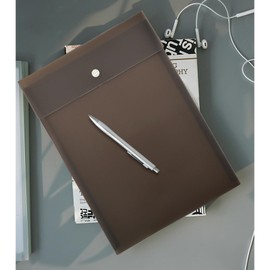 VANRA Vertical File Folders Poly Filing Envelope Plastic Project Folder with Snap Button Closure for A4 Letter Size Paper (Pack of 5, Brown)