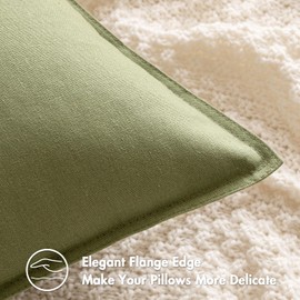 MIULEE Pack of 2 Sage Green Pillow Covers 24x24 Inch Decorative Couch Throw Pillow Covers Linen Cushion Covers Set Modern Farmhouse Home Decor for Sofa Living Room Bed