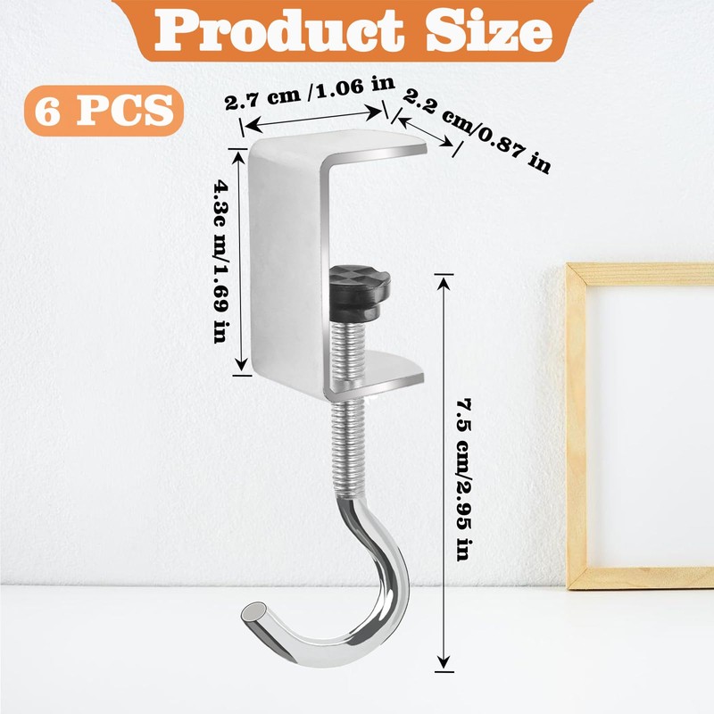 Vinommart 6 Pcs Adjustable Table Hooks for Hanging Bags, Heavy