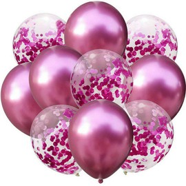 12" Thick Metallic Pearl Confetti Latex Balloons Shiny Colors For Wedding Party Birthday Decorations Hot Pink Color Pack of 10