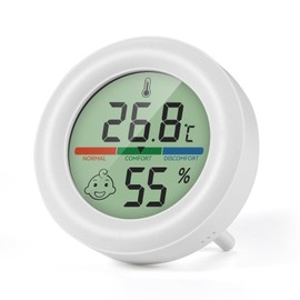 BOMATA Mini Hygrometer/Thermometer, Hanging Mount, Digital LCD Screen, Greenhouse, Base, Home, Nursery, Cigar, Reptile, Compatible with White