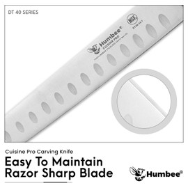 Humbee 10-Inch Slicer knife With Granton edge, Black, DT-40 Series