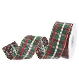 DMiotech 1.6 Inch 10 Yards Gingham Ribbon, Polyester Buffalo Checkered Ribbon Plaid Ribbon for Gift Wrapping Christmas Decoration Art Craft DIY, Green, Red and White
