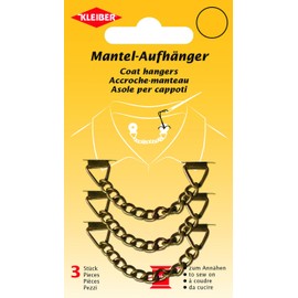 Kleiber Sew-On Metal Coat Hangers, Set of 3, Brushed Metal