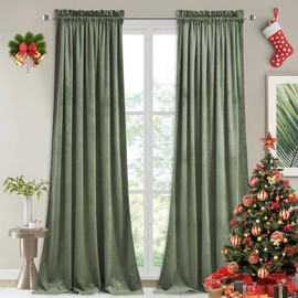 StangH Sage Green Velvet Curtains for Bedroom, Super Soft Thermal Insulated Curtains Privacy Protection Room Darkening Drapes for Living Room/Nursery Room, W52 x L96, Sage Green, 2 Panels
