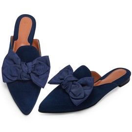 Rilista Mocasines para mujer, cómodos y puntiagudos, para mujer, zapatos planos para mujer, Azul marino, 9.5 US