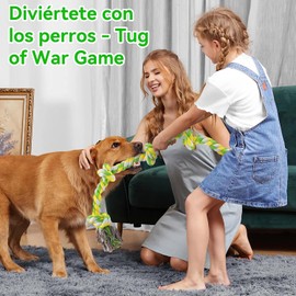 iDock Juguetes Indestructible, Juguetes para Perro, Cuerda Perro,Juguetes Perro Grande,Cuerdas de Juguete Perros,Cuerda Indestructible 5 Nudos de 86 cm Largo (Verde)