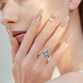 YAFEINI - Anillo de nudo de brujas con piedra lunar, ágata musgo, ónix negro, plata de ley turquesa, joyería de nudo de bruja, regalo del día de la madre para mujeres, Plata de ley, Sin piedras