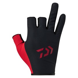 Daiwa 25DG-6425 Absorbent Quick-Drying Gloves, 3-Piece Cut, Black, L