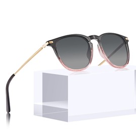 TSEBAN Vintage Polarised Women's Sunglasses Women Blue Light Filter Glasses, Acetate Frame & UV 400 Protection, D - Gradient Frame; Lens: Gradient Gray