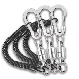 Wlikn Magnetic Releaser, Magnetic Net Release, Magnets, Load Capacity 11.0 lbs (5 kg), Set of 3, Includes Carabiner, Hanging Accessories, Hooks, Camping, Climbing, Fishing, Outdoor Use, Spring Cord