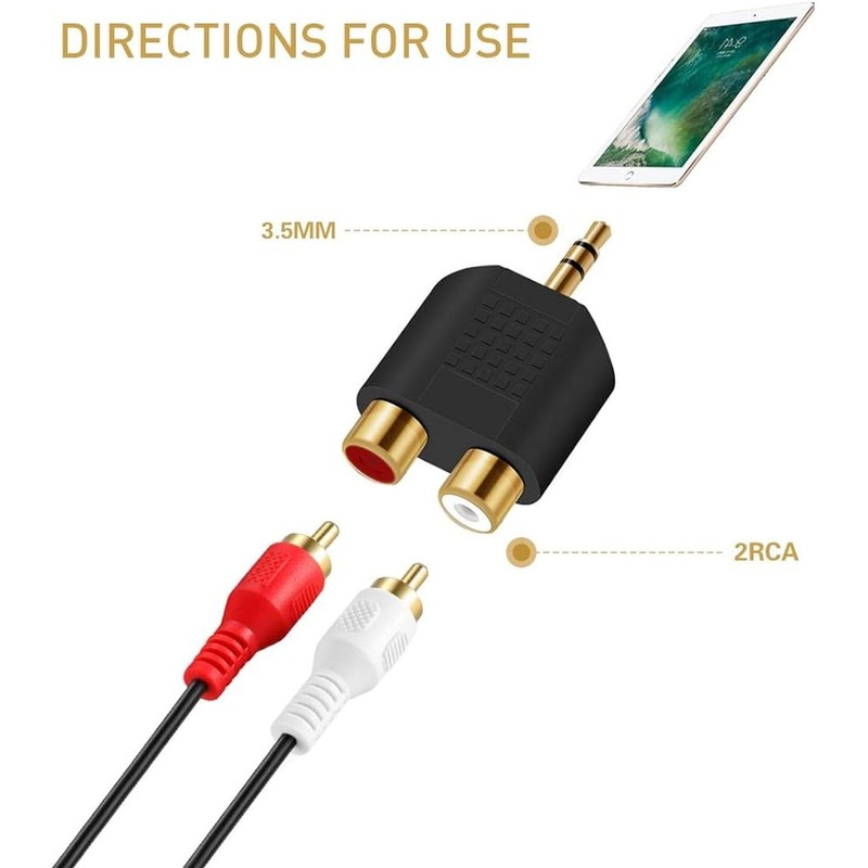 AYMBH Gold-Plated 3.5mm Male Stereo Jack to 2 RCA Female