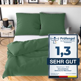Wolkenfeld Bed Linen 135 x 200 cm Bed Linen Set Green Oeko-Tex Certified Bed Linen Sets Summer Bed Linen Cooling 1 x Duvet Cover 135 x 200 cm + 1 x Pillowcase 80 x 80 cm