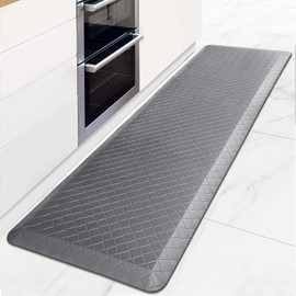 HappyTrends Kitchen Floor Mat - 4/5 Inch Thick Anti-Fatigue Kitchen Rug,Waterproof Non-Slip Kitchen Mats and Rugs Heavy Duty Ergonomic Comfort Rug for Kitchen,Office,Sink,Laundry,(22"x72", Gray)