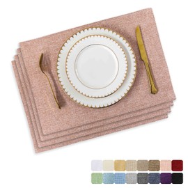 Home Brilliant Grey Placemats, Fine Cut Heat Resistant Place Mats Dinner Mats, Cotton Woven Table Mats for Dining/Kitchen Table, Set of 4, 33 x 48 cm, Light Grey