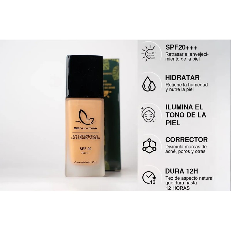 Base Maquillaje Líquido Beauyork 30 Ml Fps 50 Rostro