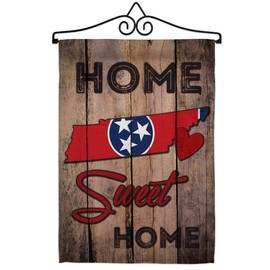 Ornament Collection GS191143-P3-02 State Tennessee Home Sweet Americana States Impressions Decorative Vertical 13" x 18.5" Garden Flag Set Metal Wall Hanger Hardware