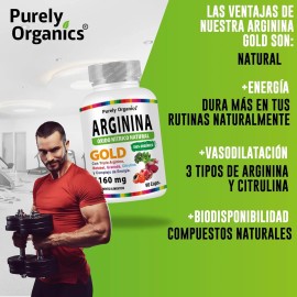 Arginina Gold Purely Organics 90 Cápsulas Sin Sabor