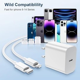 GREPHONE Cargador para iPhone de carga rápida, cargador de pared USB C de 20 W PD, paquete de 4 con cable de carga rápida de 1.8 m - Cargador rápido p