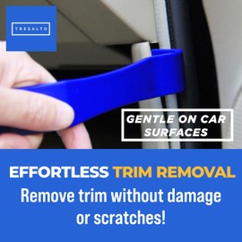 Tresalto Tresalto Auto Trim Removal Tool Kit - 5-Piece No Scratch Pry Tool Set for Car Panel and Dashboard Removal - Includes Door Panel Tool, Push Rivets, Car Clips - Essential for Interior Trim Work - Blue
