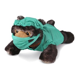 DolliBu Lying Wild Black Bear Doctor Plush Toy - Super Soft Bear Doctor Stuffed Animal Dress Up with Cute Scrub Uniform and Cap Outfit - Gift with Personalization - 10 Inches