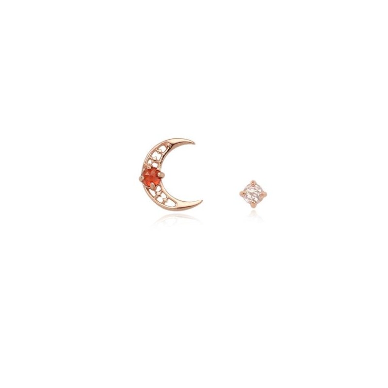 [Custom Made] Aquarius Dear Moon Garnet Unbalanced Constellation Earrings OTE120611B