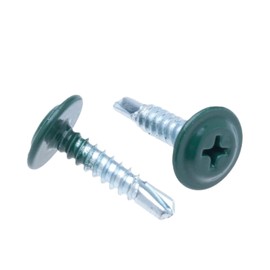 4.2 mm x 19 mm Multi-color Self-tapping, Self-drilling Montage Screws Phillips, Fine Thread and Flat Head, Powder Coated RAL6028 Pine green, Hardened Steel Screws for Thin Steel Parts (250 pcs)