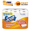 Scott ComfortPlus Toilet Paper, 12 Double Rolls, 231 Sheets per