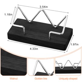 Amyhill 2 Pieces Wood Business Card Holder for Desk Wooden Business Card Display Stand Postcard Holder for Office Home Desktop (Black, Silver)