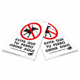 Aragonmx Letrero Señal con texto en español "Evita que tu Perro Orine Aquí" – De 20 x 30 cm – Para «Mantener al perro alejado de áreas verdes – Señal para «Evitar Orinar» – 2 letreros