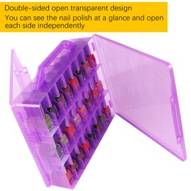 LAUQEE Universal Nail Polish Holder Gel Nail Polish Organizer Case for 48 Bottles Adjustable Dividers Space Saver,Double Sided Storage for Nail Bottles Mini Cars Threads Essential Oils (Purple)
