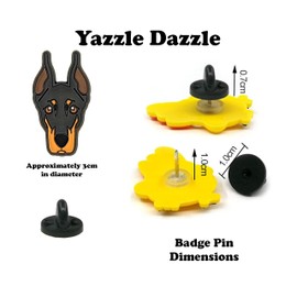 Doberman Dobie Apparel Pin Badge Pin Lapel Pin Unisex Yazzle Dazzle Original Artwork Puppy Dog Maltese German Shepherd Saint Bernard Doberman Rottweiler Dane Woof Bark Doggy Black