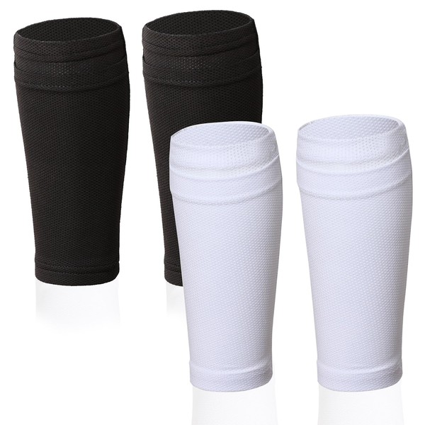 Fidqiog 2 Pairs Soccer Shin Guards Calf Sleeves, Elastic Breathable