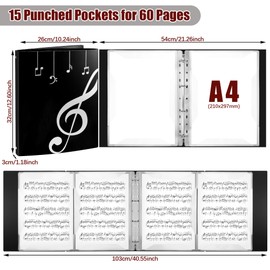 JIANTA A4 Sheet Music Folder, 4 Page Expand, 60 Pages Capacity, 8.5x11 inch Music Binder, Writable Choir Folder, Blank Plastic Concert Choral Folder