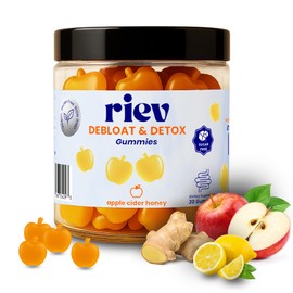riev Debloat & Detox Gummies – Apple Cider Honey Flavor – Sugar-Free – Daily Gut Support with Ginger, Dandelion, and Magnesium – Gentle Digestion – Vegan, Non-GMO – 30 Count