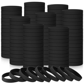 Liliful 100 Pcs Silicone Rubber Bracelets Rubber Wristbands Bracelet Rubber Bands for Silicone Wristband for Women Men Party Gifts (Black)